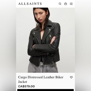 AllSaints Leather Cargo Biker Jacket